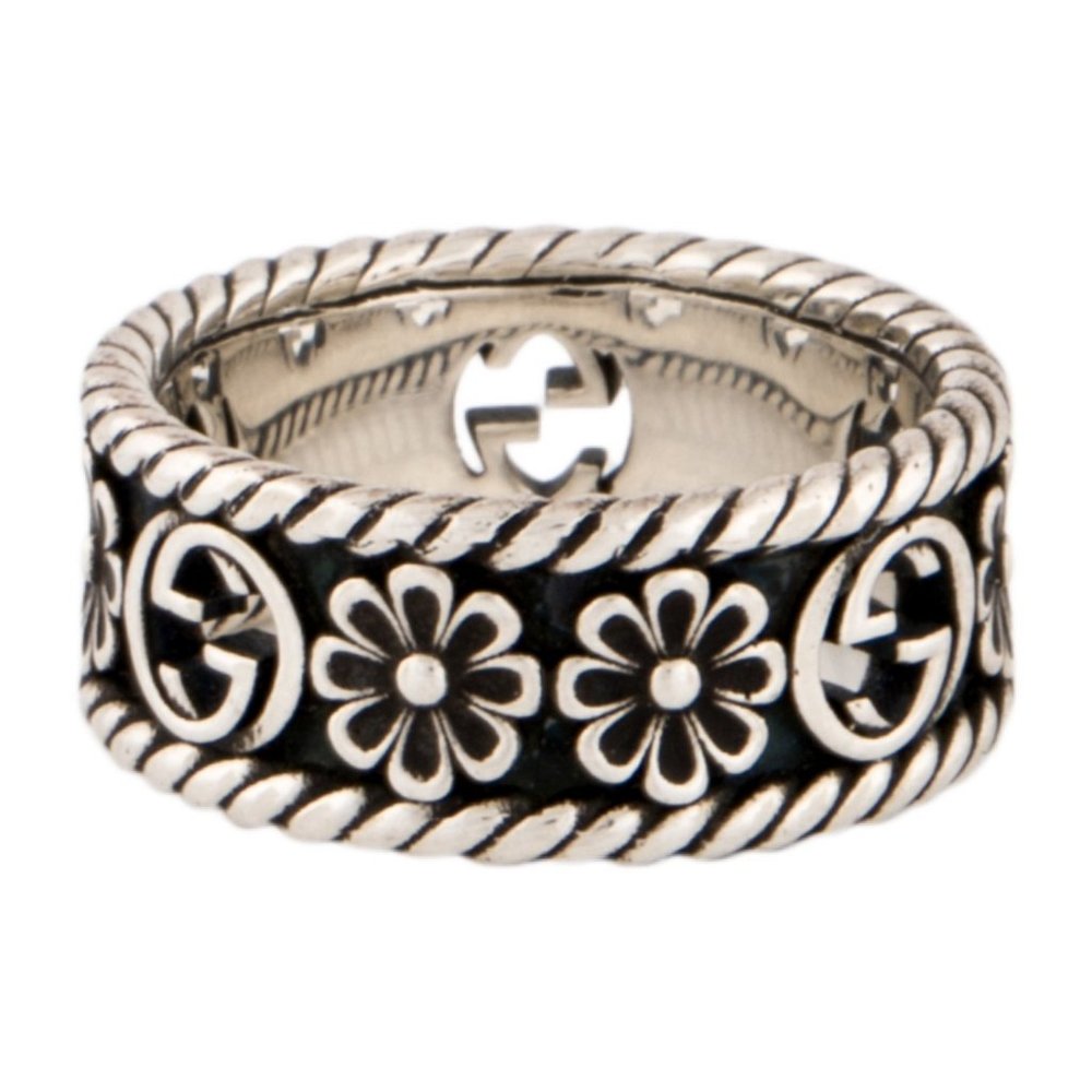 GUCCI STERLING SILVER 925 MADE IN ITALY INTERLOCKING G BAND RING - Picture 4 of 8
